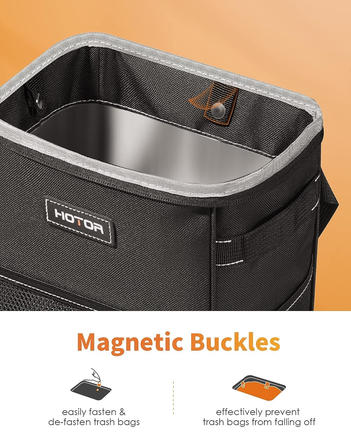 HOTOR Trash Can with Lid and Storage Pockets - Image 2